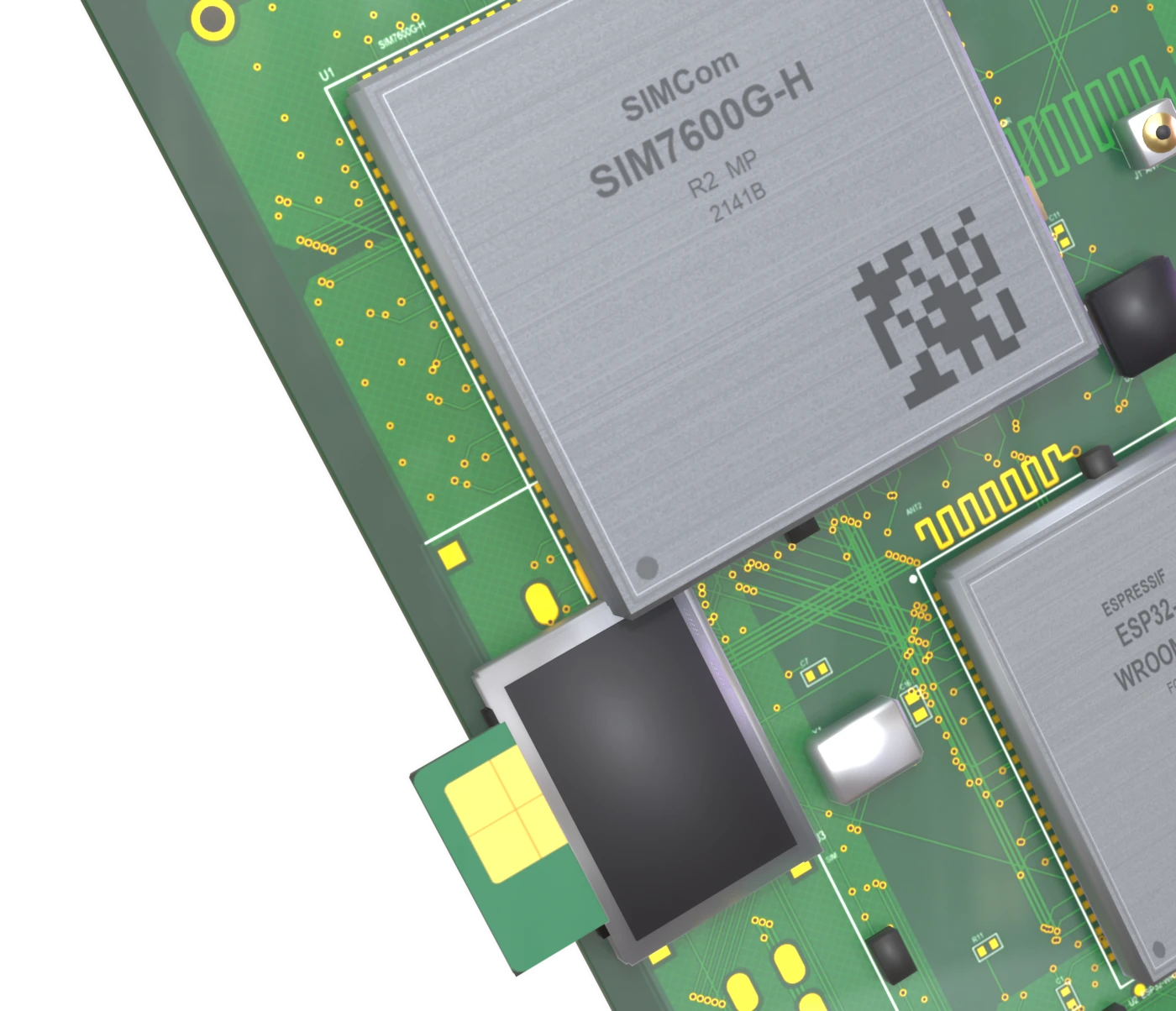 An Airtel micro-SIM sliding into the side-loading holder on the DOIP board